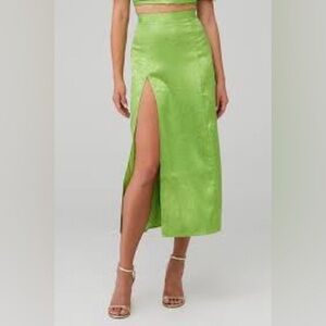 NWOT SIZE S Ronny Kobo Collection Green Midi Skirt with Slit